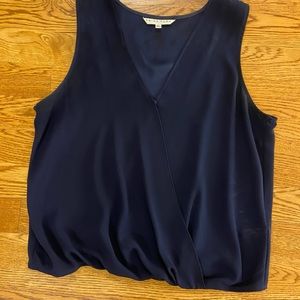 Trina Turk bubble hem navy tank